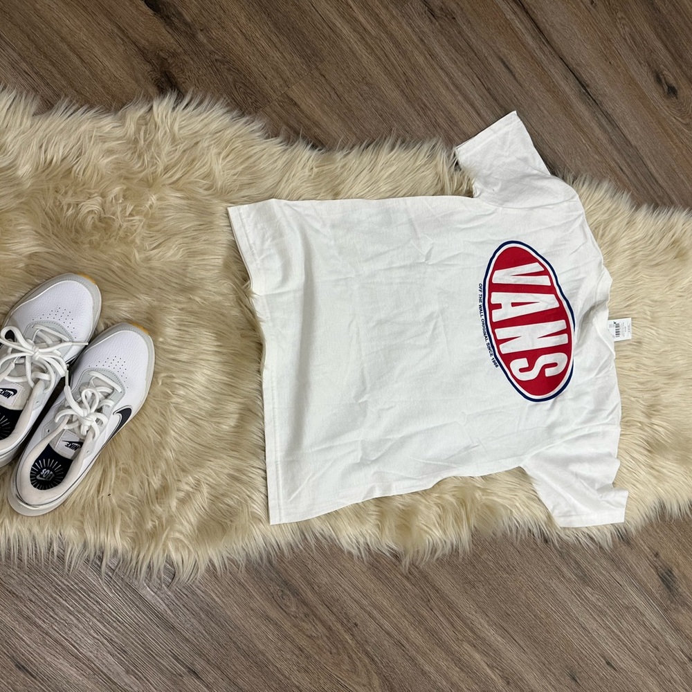 Vans White Tee with Red Oval Logo